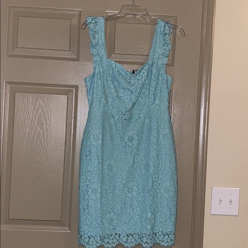 Such A Sweetheart Ruffle Lace Dress in Sage Size M